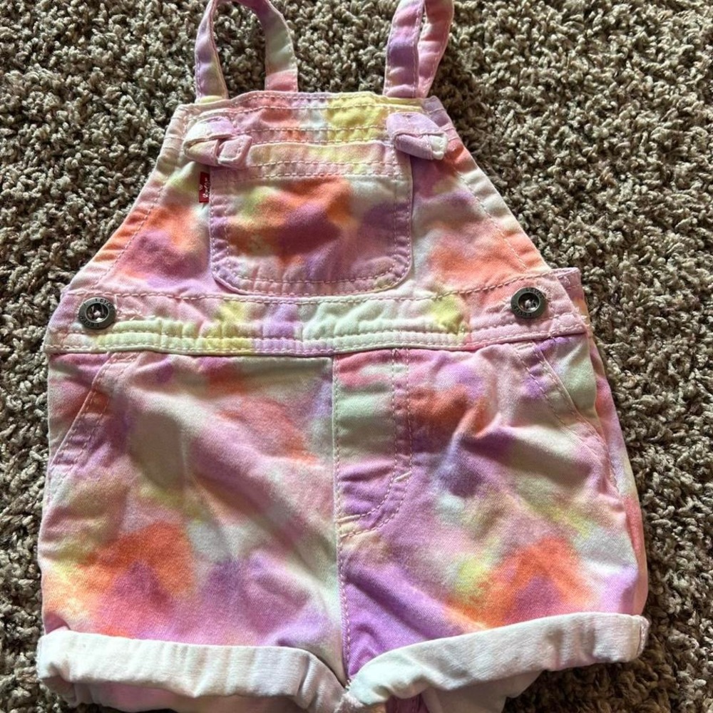 Multicolored tie dye baby Levi overalls size 6 months
